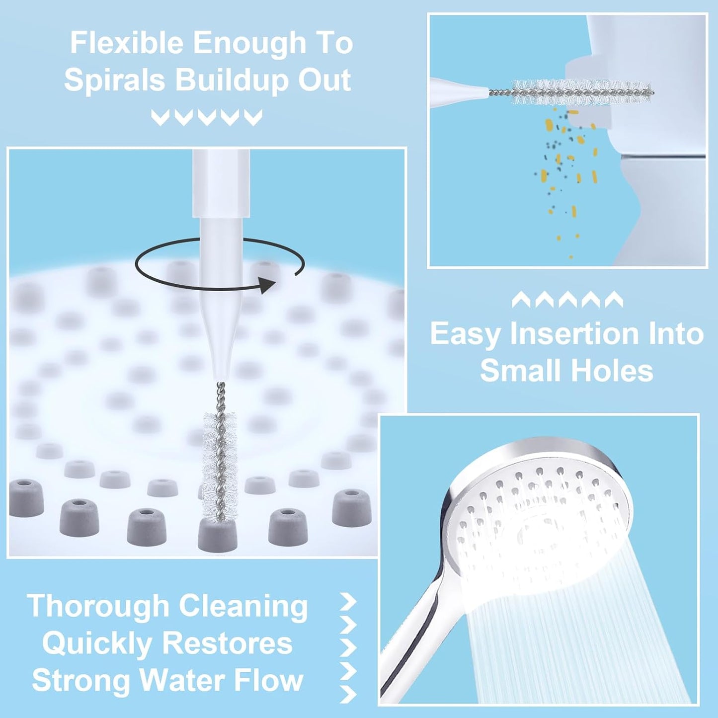 70 PCS Shower Head Cleaning Brush for Small Hole, Multiple Shower Head Cleaner Tool for Gap Hole Anti-Clogging with Stiffer and Denser Bristles, Shower Cleaner Brush Tools for Cleaning