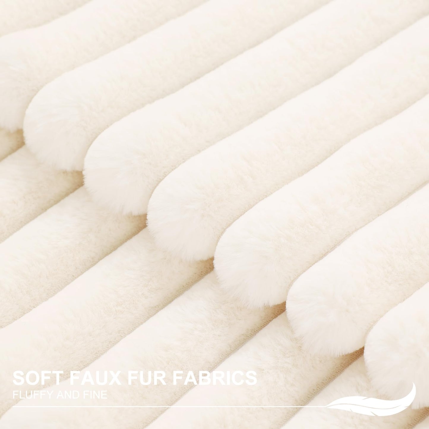 Pallene Faux Fur Plush Christmas Throw Pillow Covers 18x18 Set of 2 - Luxury Soft Fluffy Striped Decorative Pillow Covers for Sofa, Couch, Living Room - Cream White
