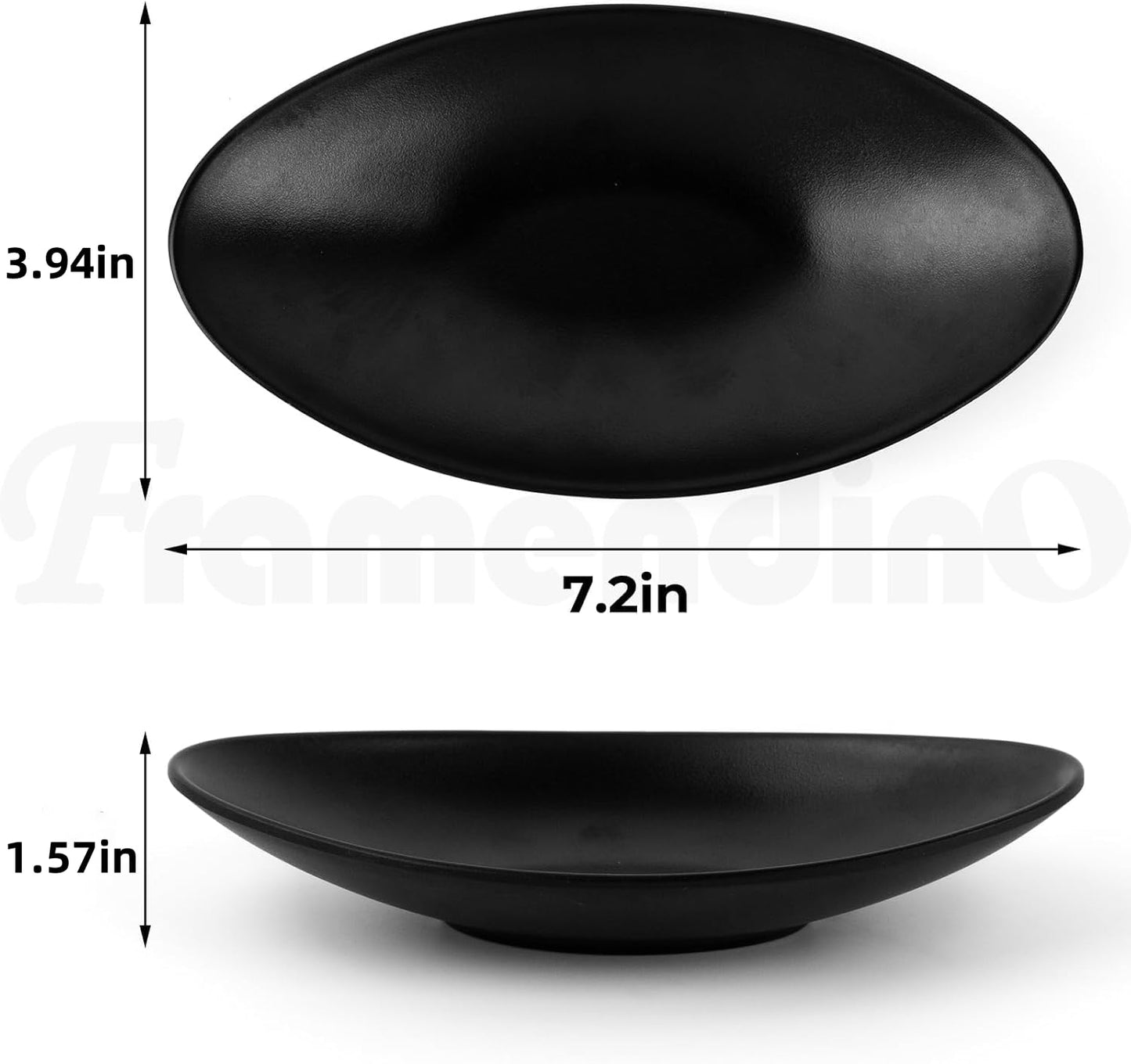 Framendino, A5 Melamine Jewelry Dish Organizer Decorative Trinket Dish Frosted Black Ship