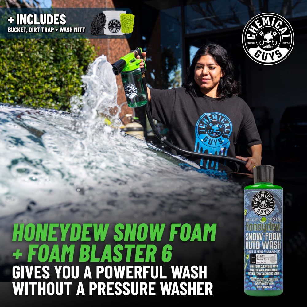 Kit de lavado de coche de 14 piezas Arsenal Builder de Chemical Guys HOL126 con pistola de espuma, cubeta y (5) productos químicos de limpieza para el cuidado del automóvil de 16 onzas líquidas (funciona con manguera de jardín)