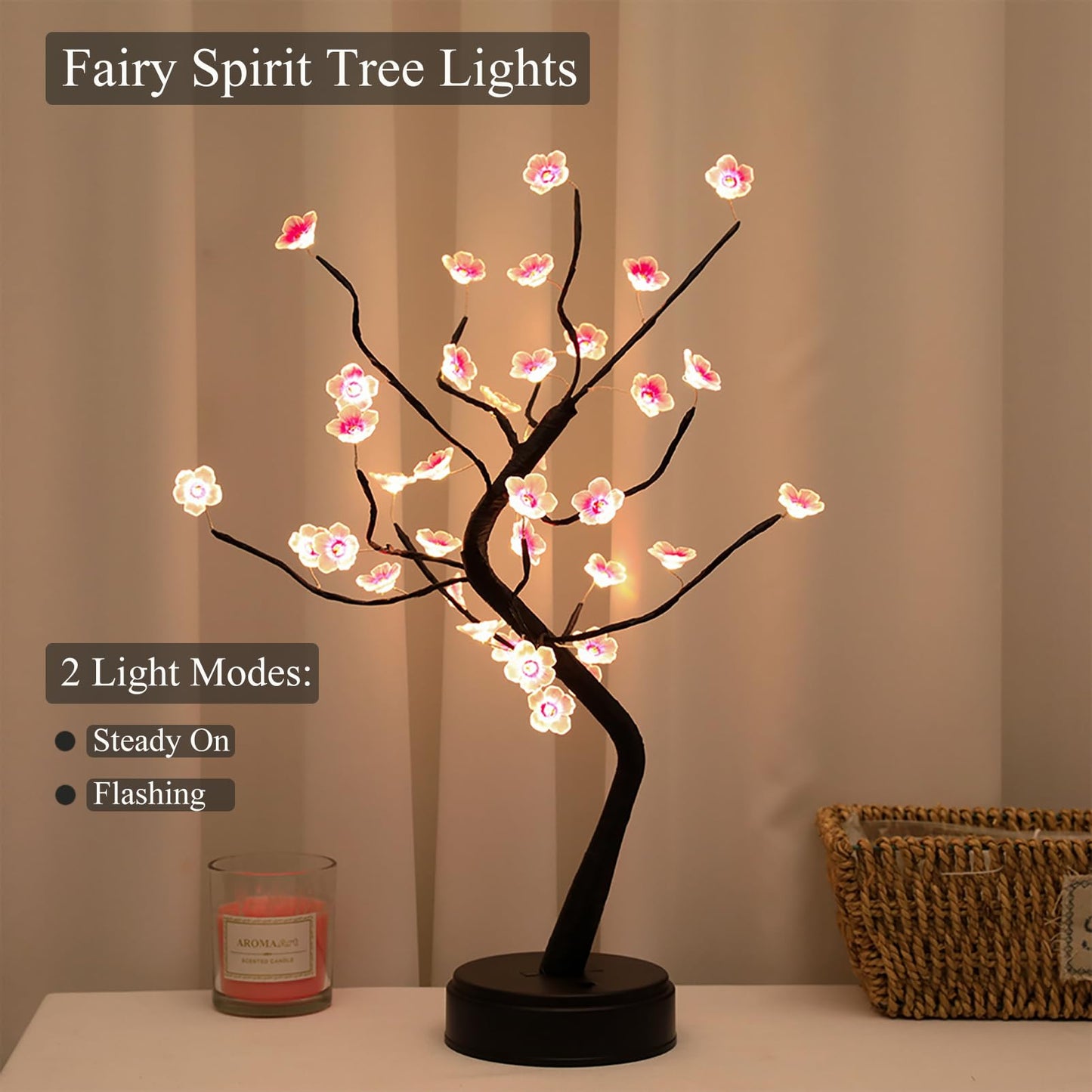 Room Decor, 20" 108 LED Tabletop Bonsai Tree Light, DIY Artificial Tree Lamp, Battery/USB Operated, Aesthetic Lamps for Living Room Bedroom Christmas Home Gifts House Decor (Warm White)