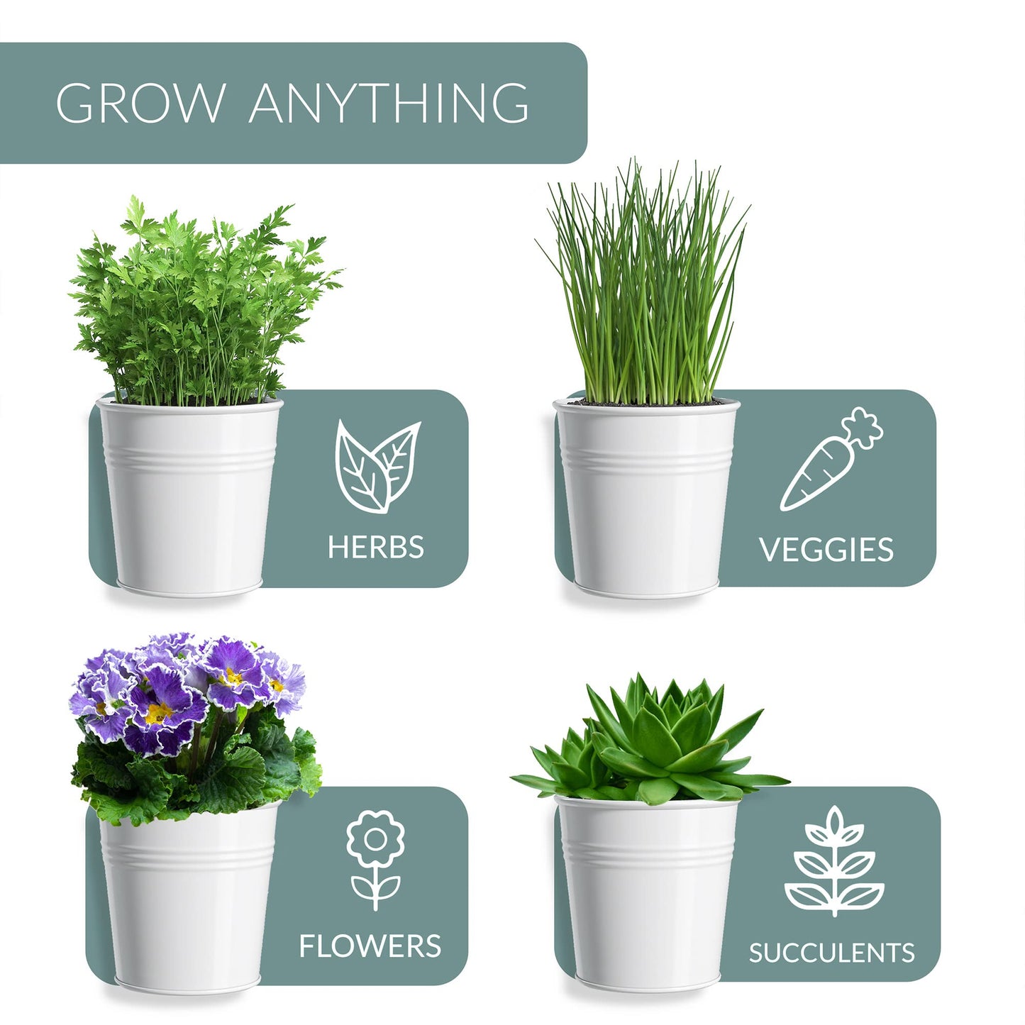 Barnyard Designs Indoor Herb Garden Planter Set with Tray, Metal Windowsill Plant Pots with Drainage for Outdoor or Indoor Plants, Set/3 (Soft Mint)