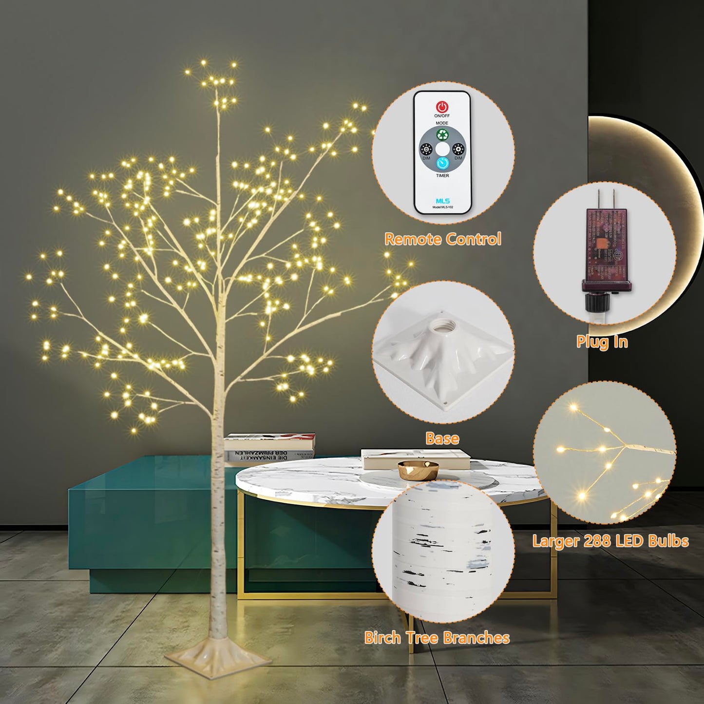 Room Decor, 20" 108 LED Tabletop Bonsai Tree Light, DIY Artificial Tree Lamp, Battery/USB Operated, Aesthetic Lamps for Living Room Bedroom Christmas Home Gifts House Decor (Warm White)