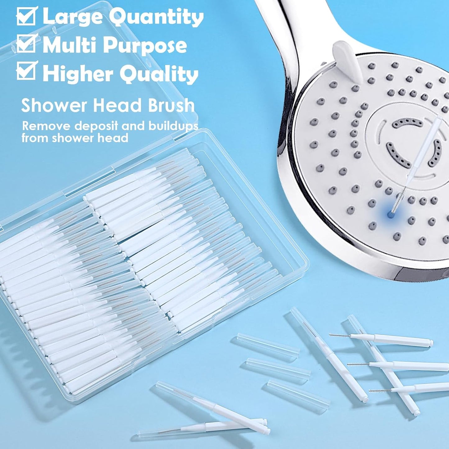 70 PCS Shower Head Cleaning Brush for Small Hole, Multiple Shower Head Cleaner Tool for Gap Hole Anti-Clogging with Stiffer and Denser Bristles, Shower Cleaner Brush Tools for Cleaning