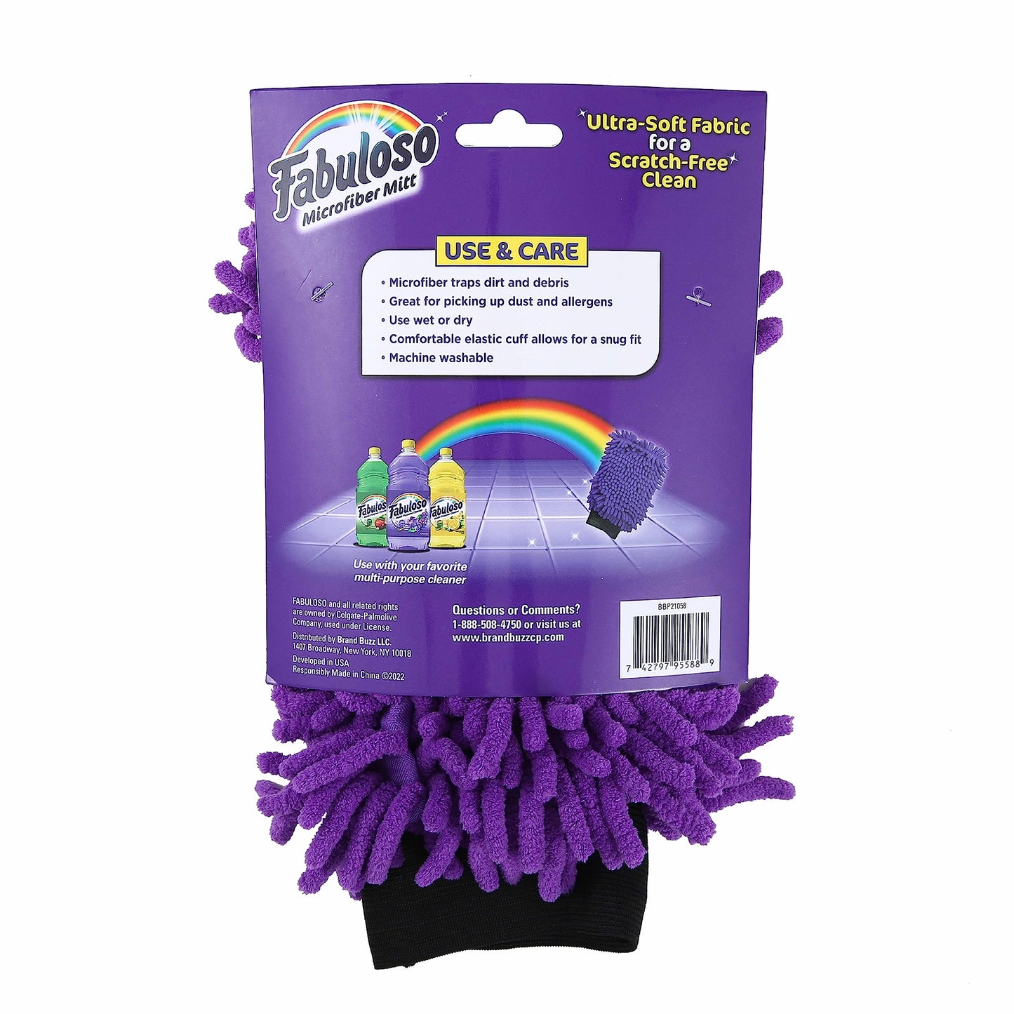 Fabuloso Microfiber Cleaning Mitt, Purple, One Size Fits All | Lint-Free, Scratch-Free Glove for Surfaces & Furniture | Dustless Hand Cloth for Bold & Bright Cleaning Experience