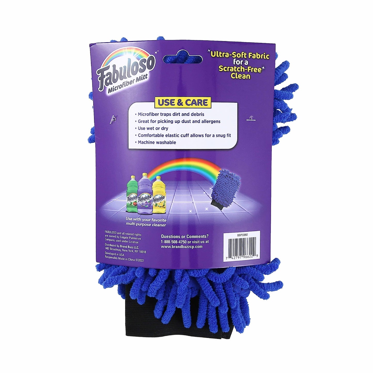 Fabuloso Microfiber Cleaning Mitt, Purple, One Size Fits All | Lint-Free, Scratch-Free Glove for Surfaces & Furniture | Dustless Hand Cloth for Bold & Bright Cleaning Experience