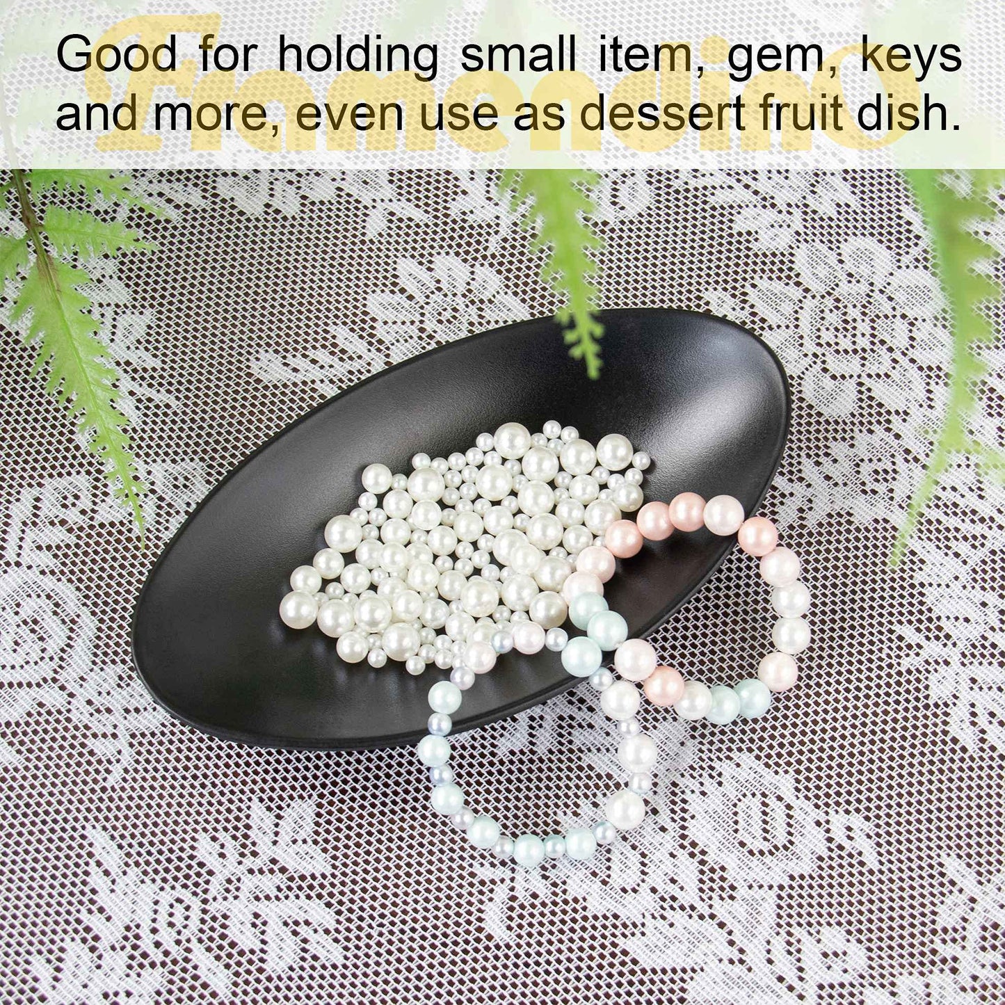 Framendino, A5 Melamine Jewelry Dish Organizer Decorative Trinket Dish Frosted Black Ship