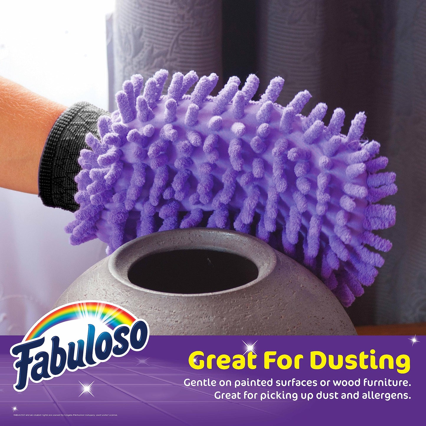 Fabuloso Microfiber Cleaning Mitt, Purple, One Size Fits All | Lint-Free, Scratch-Free Glove for Surfaces & Furniture | Dustless Hand Cloth for Bold & Bright Cleaning Experience