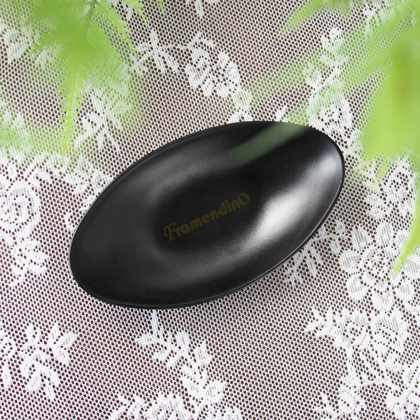 Framendino, A5 Melamine Jewelry Dish Organizer Decorative Trinket Dish Frosted Black Ship